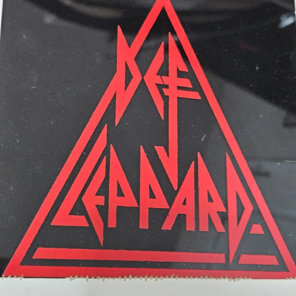 Vintage 80s Carnival Prize Def Leppard Mirror 6x6 Black Red Triangle Logo Rock